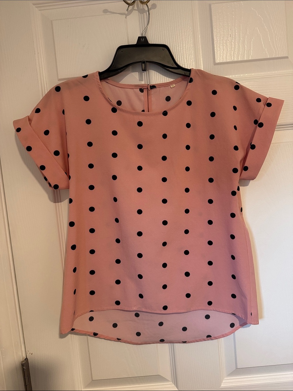 Polka Dot Short Sleeve Blouse - Pink